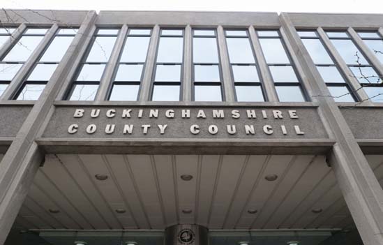 Entrance to Bucks County Hall Aylesbury, with replacement aluminium windows